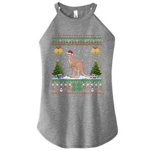 Ugly Xmas Tree Lights Santa Hat Kangaroo Christmas Great Gift Women's Perfect Tri Rocker Tank