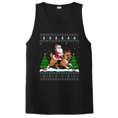 Ugly Xmas Tree Santa Riding Brussels Griffon Dog Christmas PosiCharge Competitor Tank