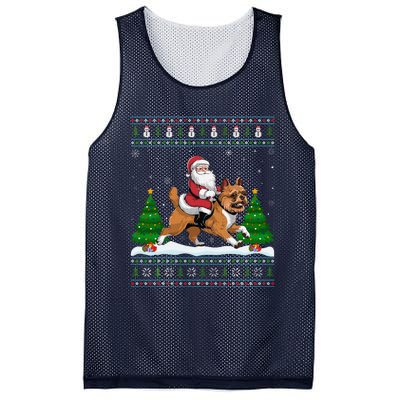 Ugly Xmas Tree Santa Riding Brussels Griffon Dog Christmas Mesh Reversible Basketball Jersey Tank