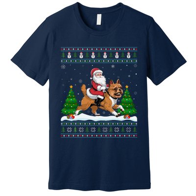 Ugly Xmas Tree Santa Riding Brussels Griffon Dog Christmas Premium T-Shirt