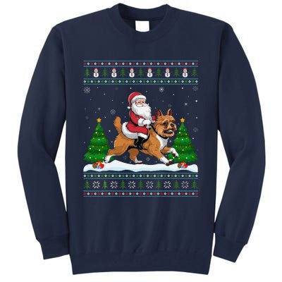 Ugly Xmas Tree Santa Riding Brussels Griffon Dog Christmas Tall Sweatshirt