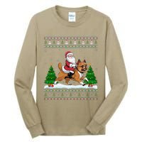 Ugly Xmas Tree Santa Riding Brussels Griffon Dog Christmas Tall Long Sleeve T-Shirt