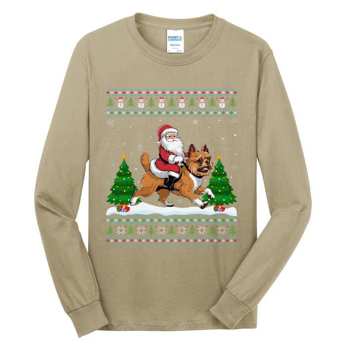 Ugly Xmas Tree Santa Riding Brussels Griffon Dog Christmas Tall Long Sleeve T-Shirt