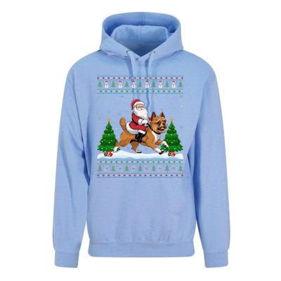 Ugly Xmas Tree Santa Riding Brussels Griffon Dog Christmas Unisex Surf Hoodie