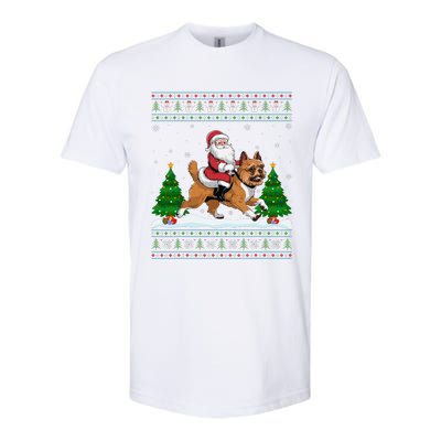 Ugly Xmas Tree Santa Riding Brussels Griffon Dog Christmas Softstyle CVC T-Shirt