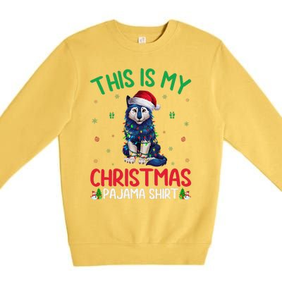 Ugly Xmas Tree Santa Alaskan Klee Kai Dog Christmas Pajama Premium Crewneck Sweatshirt