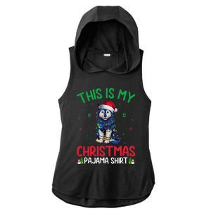 Ugly Xmas Tree Santa Alaskan Klee Kai Dog Christmas Pajama Ladies PosiCharge Tri-Blend Wicking Draft Hoodie Tank