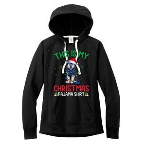 Ugly Xmas Tree Santa Alaskan Klee Kai Dog Christmas Pajama Women's Fleece Hoodie