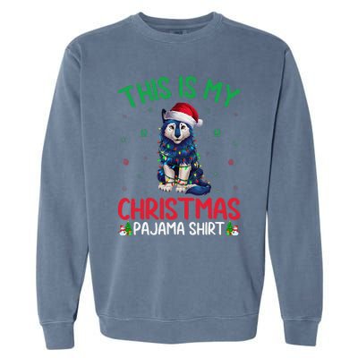 Ugly Xmas Tree Santa Alaskan Klee Kai Dog Christmas Pajama Garment-Dyed Sweatshirt