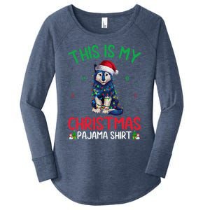 Ugly Xmas Tree Santa Alaskan Klee Kai Dog Christmas Pajama Women's Perfect Tri Tunic Long Sleeve Shirt