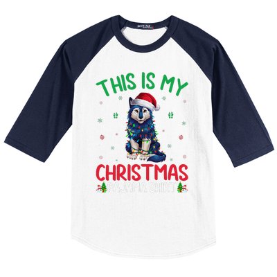 Ugly Xmas Tree Santa Alaskan Klee Kai Dog Christmas Pajama Baseball Sleeve Shirt