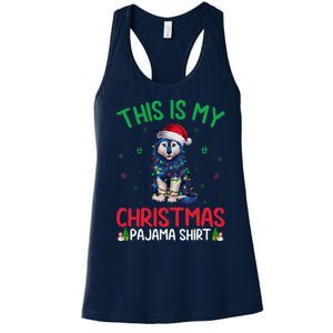 Ugly Xmas Tree Santa Alaskan Klee Kai Dog Christmas Pajama Women's Racerback Tank