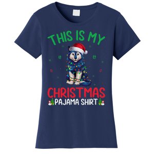 Ugly Xmas Tree Santa Alaskan Klee Kai Dog Christmas Pajama Women's T-Shirt