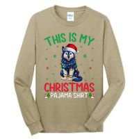 Ugly Xmas Tree Santa Alaskan Klee Kai Dog Christmas Pajama Tall Long Sleeve T-Shirt