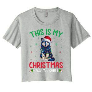 Ugly Xmas Tree Santa Alaskan Klee Kai Dog Christmas Pajama Women's Crop Top Tee