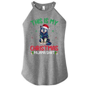 Ugly Xmas Tree Santa Alaskan Klee Kai Dog Christmas Pajama Women's Perfect Tri Rocker Tank