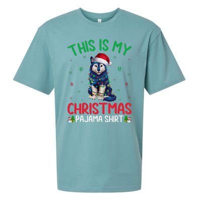 Ugly Xmas Tree Santa Alaskan Klee Kai Dog Christmas Pajama Sueded Cloud Jersey T-Shirt