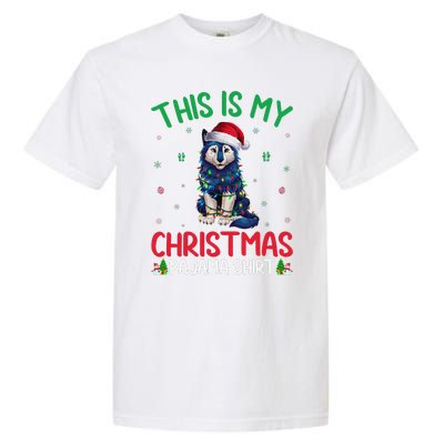 Ugly Xmas Tree Santa Alaskan Klee Kai Dog Christmas Pajama Garment-Dyed Heavyweight T-Shirt