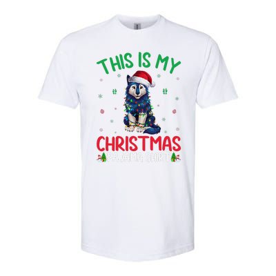 Ugly Xmas Tree Santa Alaskan Klee Kai Dog Christmas Pajama Softstyle CVC T-Shirt