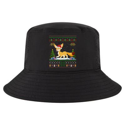 Ugly Xmas Tree Lights Santa Hat Fennec Fox Christmas Cool Comfort Performance Bucket Hat