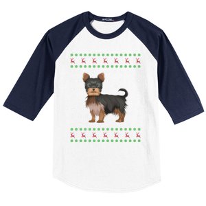 Ugly Xmas Yorkshire Terrier Graphic Ugly Sweater Christmas Cool Gift Baseball Sleeve Shirt