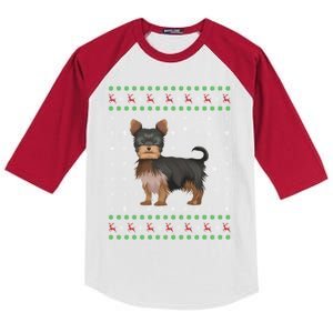 Ugly Xmas Yorkshire Terrier Graphic Ugly Sweater Christmas Cool Gift Kids Colorblock Raglan Jersey