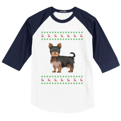 Ugly Xmas Yorkshire Terrier Graphic Ugly Sweater Christmas Gift Baseball Sleeve Shirt