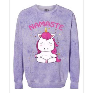 Unicorn Yoga Gift Magical Unicorns Sukhasana Namaste Gift Colorblast Crewneck Sweatshirt