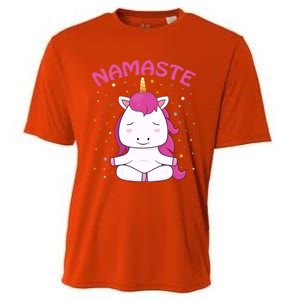 Unicorn Yoga Gift Magical Unicorns Sukhasana Namaste Gift Cooling Performance Crew T-Shirt