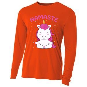 Unicorn Yoga Gift Magical Unicorns Sukhasana Namaste Gift Cooling Performance Long Sleeve Crew