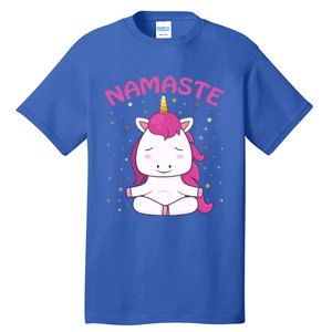 Unicorn Yoga Gift Magical Unicorns Sukhasana Namaste Gift Tall T-Shirt