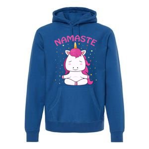 Unicorn Yoga Gift Magical Unicorns Sukhasana Namaste Gift Premium Hoodie