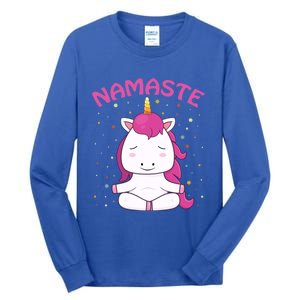 Unicorn Yoga Gift Magical Unicorns Sukhasana Namaste Gift Tall Long Sleeve T-Shirt