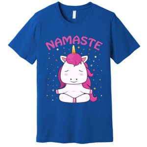 Unicorn Yoga Gift Magical Unicorns Sukhasana Namaste Gift Premium T-Shirt