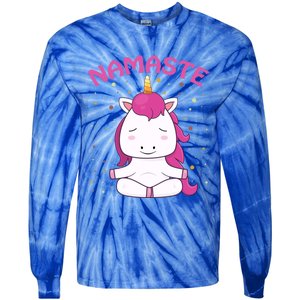 Unicorn Yoga Gift Magical Unicorns Sukhasana Namaste Gift Tie-Dye Long Sleeve Shirt