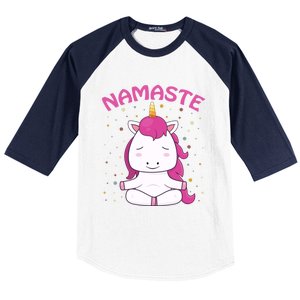 Unicorn Yoga Gift Magical Unicorns Sukhasana Namaste Gift Baseball Sleeve Shirt