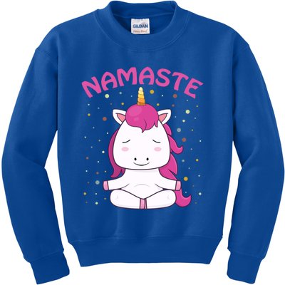 Unicorn Yoga Gift Magical Unicorns Sukhasana Namaste Funny Gift Kids Sweatshirt