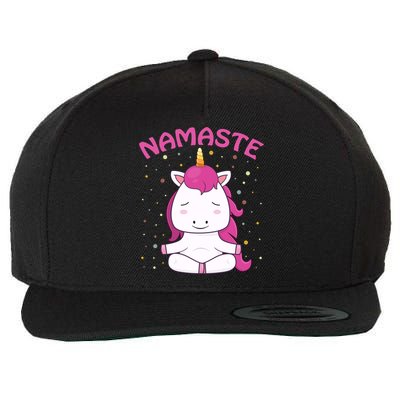 Unicorn Yoga Gift Magical Unicorns Sukhasana Namaste Gift Wool Snapback Cap
