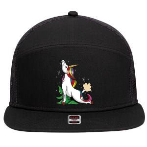 Unicorn Yoga Inhale Exhale Cobra Pose Farting Magical Yogi Gift 7 Panel Mesh Trucker Snapback Hat