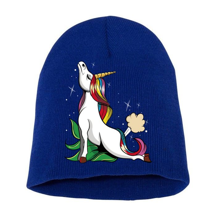 Unicorn Yoga Inhale Exhale Cobra Pose Farting Magical Yogi Gift Short Acrylic Beanie