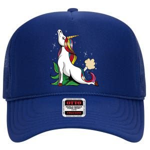 Unicorn Yoga Inhale Exhale Cobra Pose Farting Magical Yogi Gift High Crown Mesh Back Trucker Hat