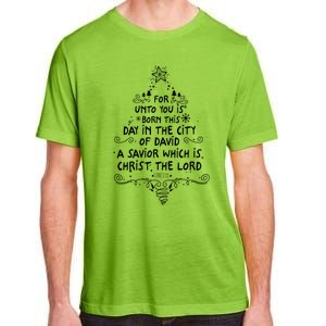 Unto You Is Born A Savior Christian Christmas Tree Jesus Gift Adult ChromaSoft Performance T-Shirt