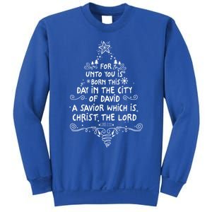 Unto You Is Born A Savior Christian Christmas Tree Jesus Gift Sweatshirt