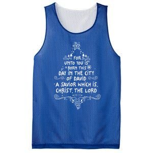 Unto You Is Born A Savior Christian Christmas Tree Jesus Gift Mesh Reversible Basketball Jersey Tank