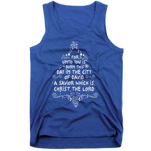 Unto You Is Born A Savior Christian Christmas Tree Jesus Gift Tank Top