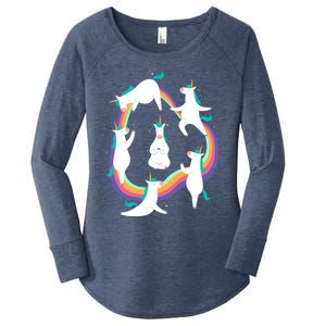 Unicorn Yoga Sun Salutation Poses Rainbow Meme Meaningful Gift Women's Perfect Tri Tunic Long Sleeve Shirt