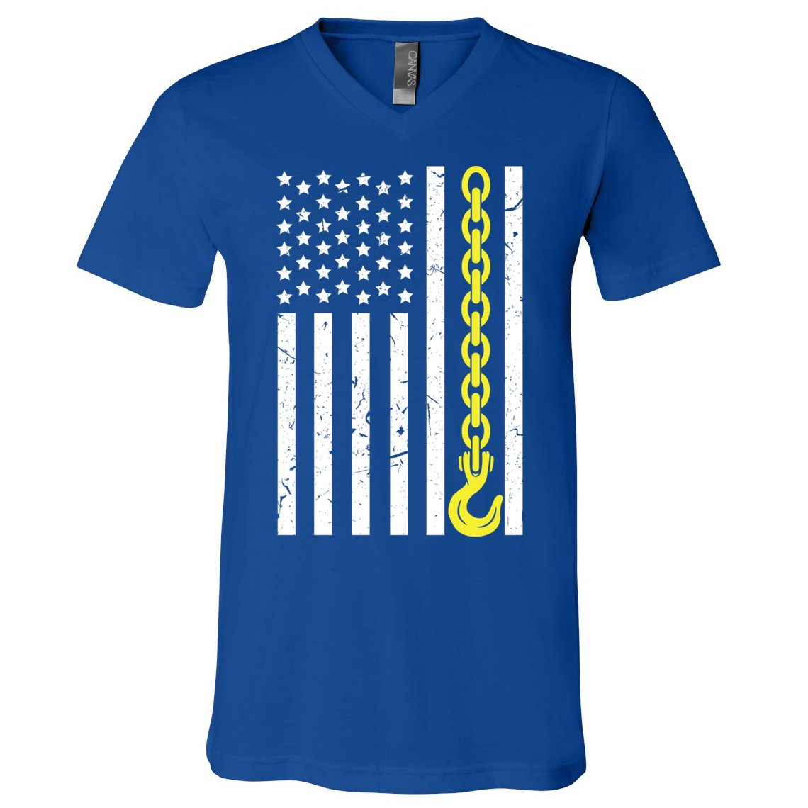Usa Yellow Thin Line Hook Tow Truck American Driver Great Gift V-Neck T-Shirt