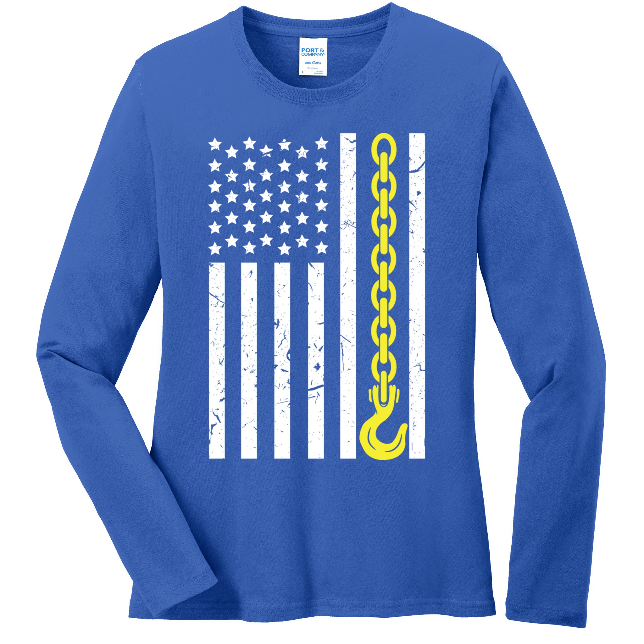 Usa Yellow Thin Line Hook Tow Truck American Driver Great Gift Ladies Long Sleeve Shirt