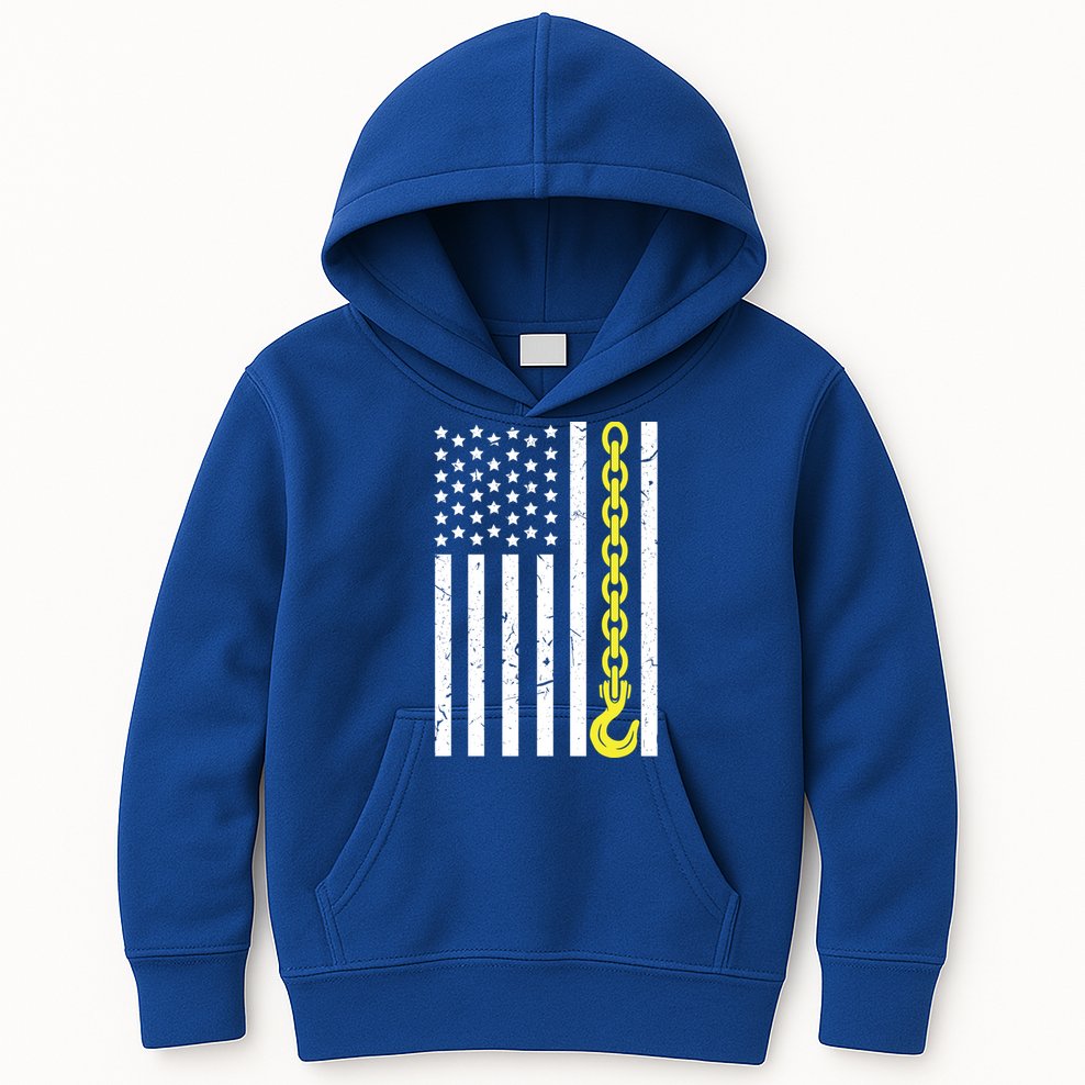 Usa Yellow Thin Line Hook Tow Truck American Driver Great Gift Kids Hoodie