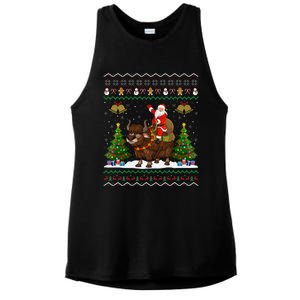 Ugly Yak Xmas Gift Santa Riding Yak Christmas Ladies PosiCharge Tri-Blend Wicking Tank